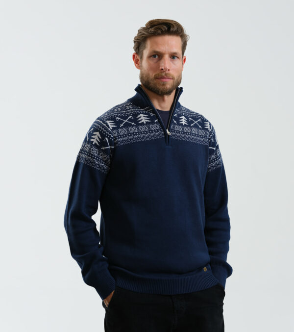 Men's soft jacquard knitted Troyer Keene
