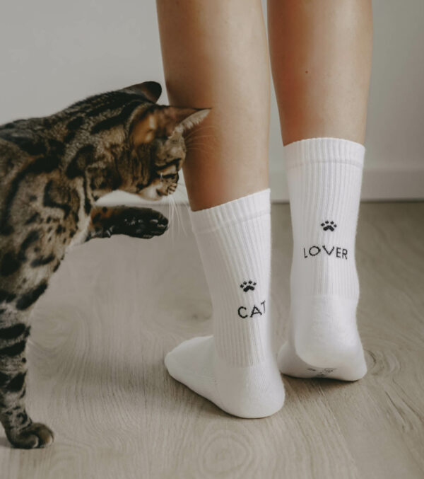 Cotton Socks cat lover white - Image 6