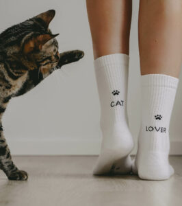 Baumwollsocken cat lover weiß – Bild 4