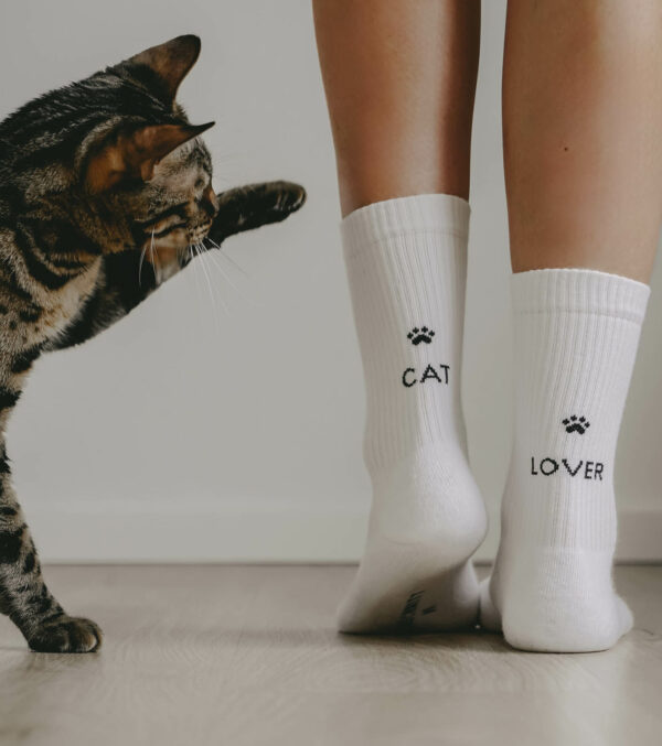 Cotton Socks cat lover white - Image 4