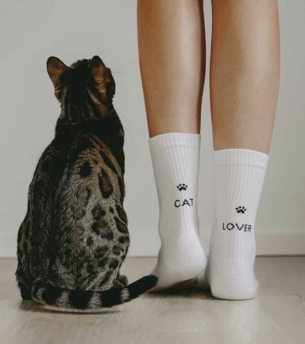 Cotton Socks cat lover white