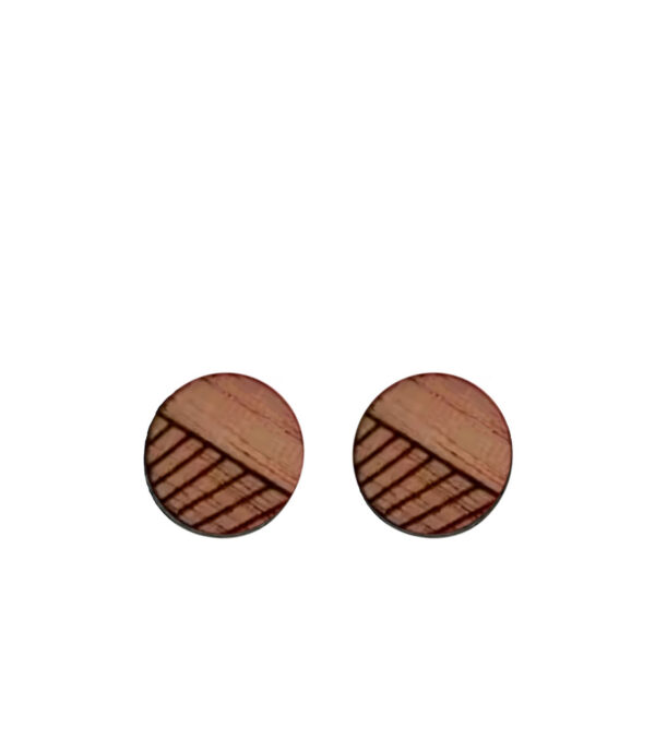 Wooden ear studs Circle divided with lines - Image 2
