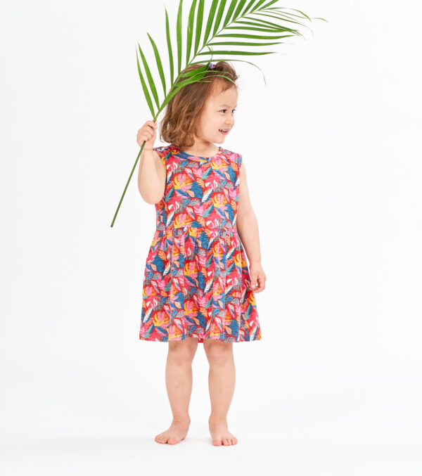 Girls‘ dress with colorful leaf print - Image 3