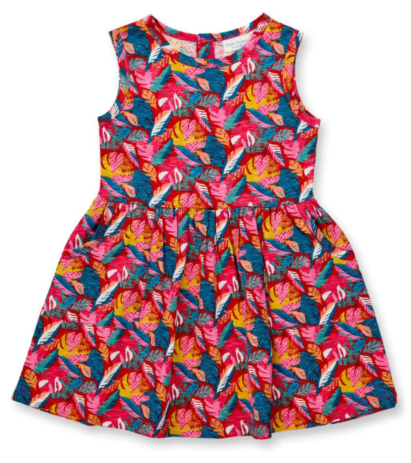 Girls‘ dress with colorful leaf print
