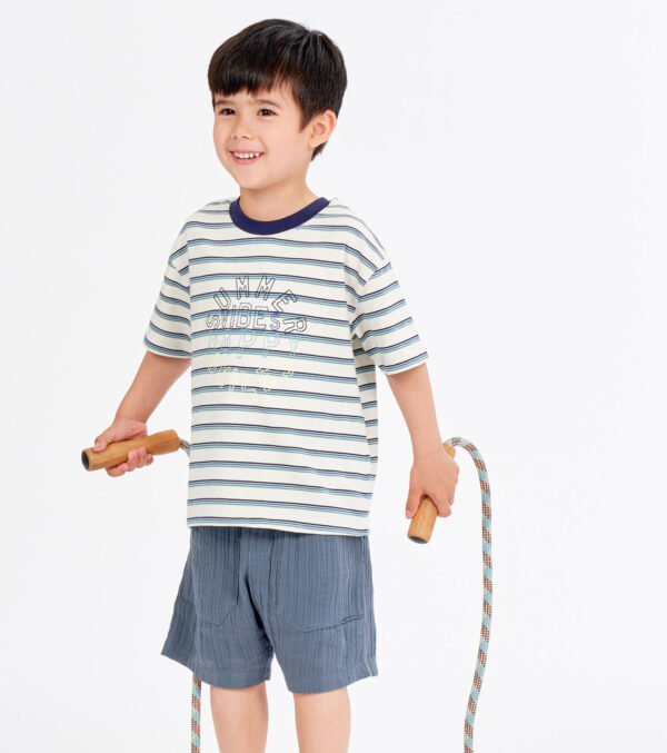 Soft kid‘s shorts made of muslin blue-grey - Image 3