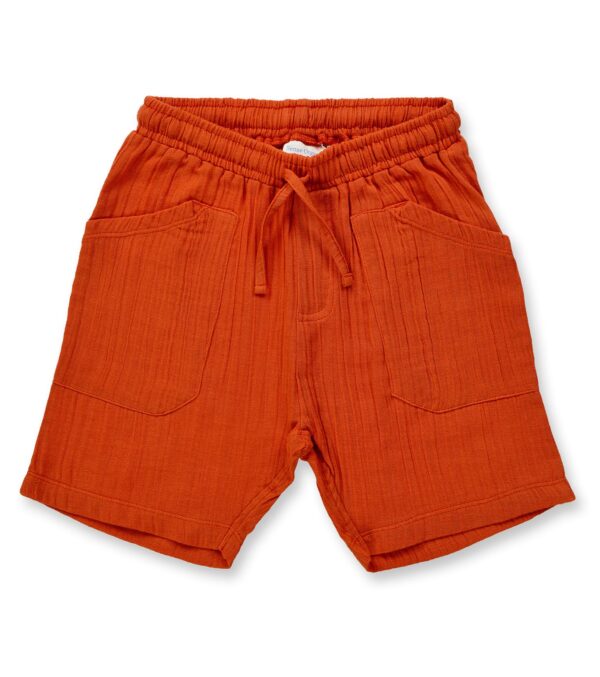 Soft kid‘s shorts made of muslin rusty orange