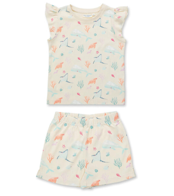 Short children‘s pajamas with sea creature print