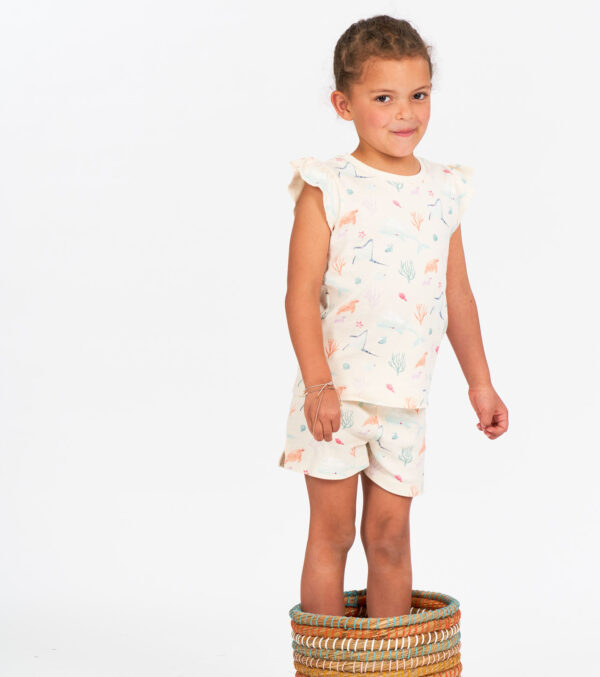 Short children‘s pajamas with sea creature print - Image 4