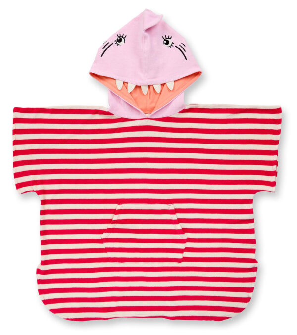Bath poncho pink with shark hood