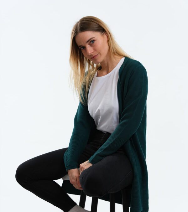 Fine knit Cardigan Libby dark green - Image 2