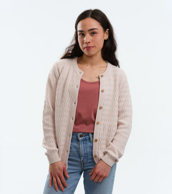 Cardigan Penny ivory with fine zig-zag pattern