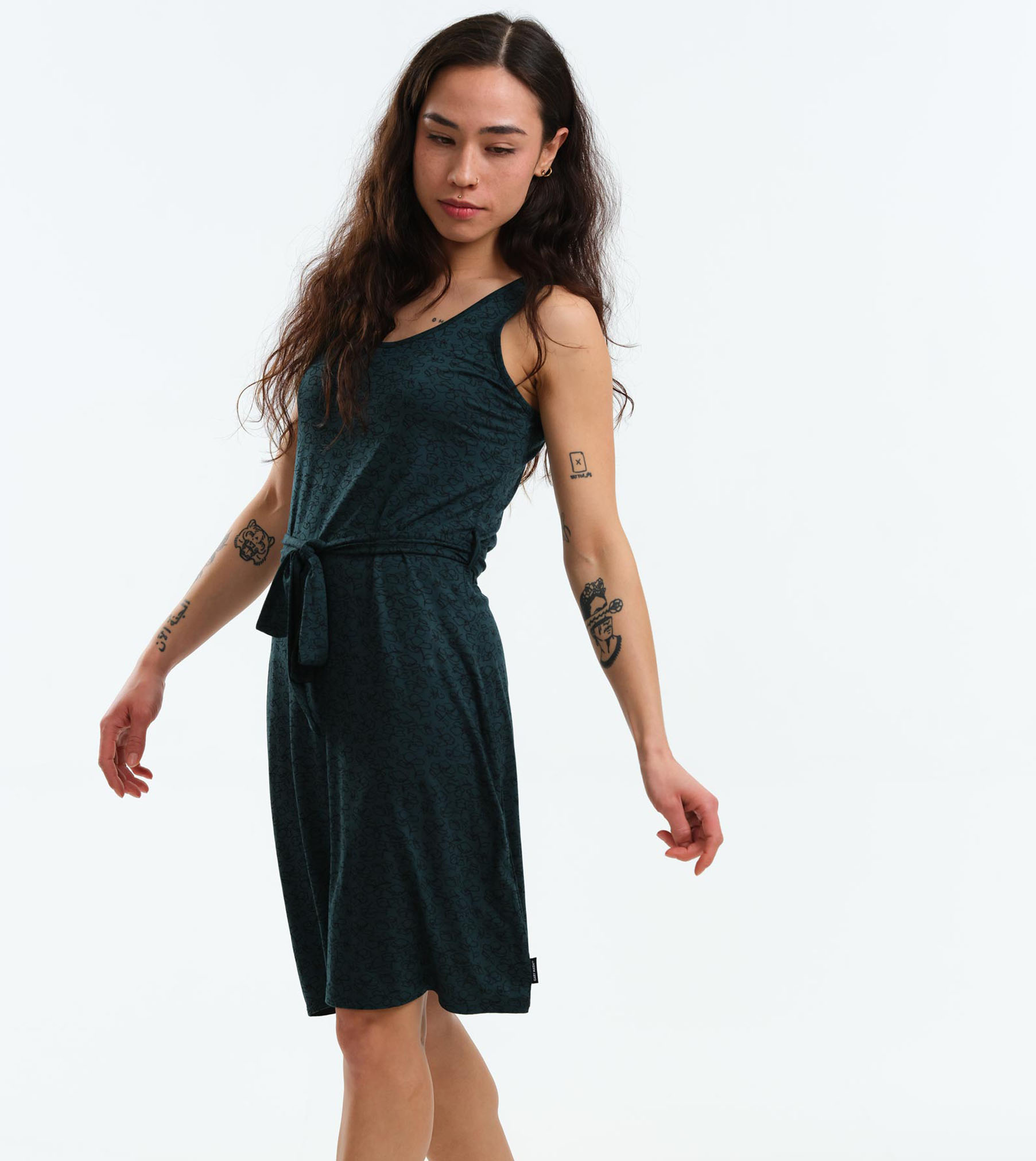 Ellison dress dark green flowers
