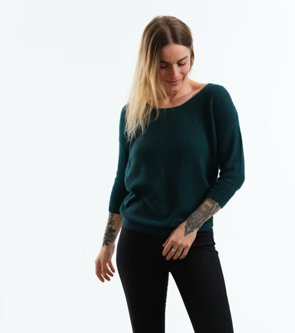 Light knitted sweater Valona dark green