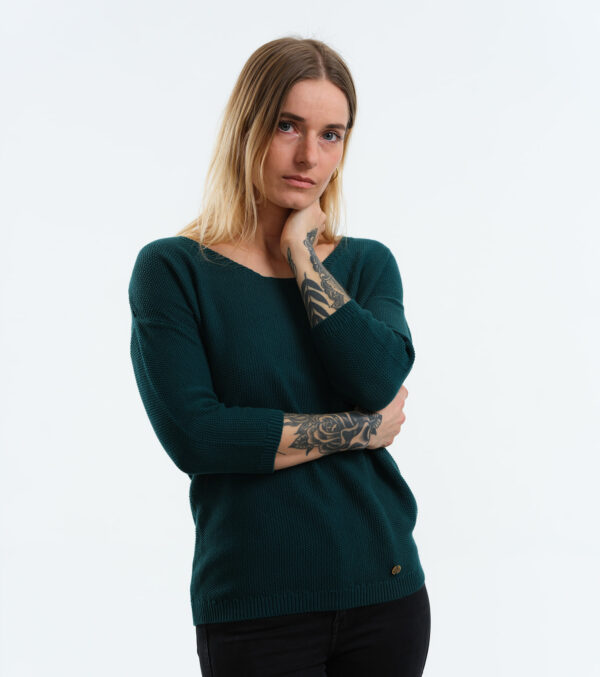 Light knitted sweater Valona dark green - Image 3