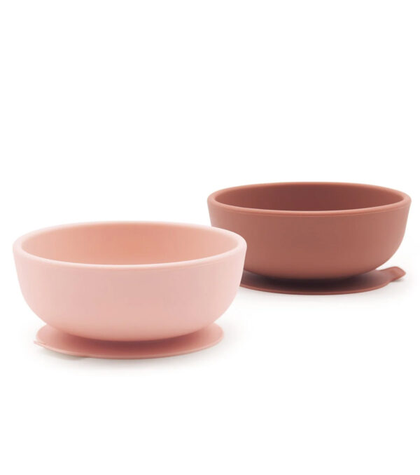 Set of 2 suction bowls, Blush / Terracotta