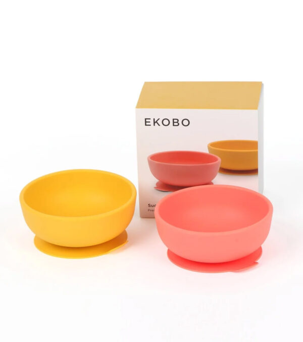 Set of 2 suction bowls, Mimosa / Coral - Image 4