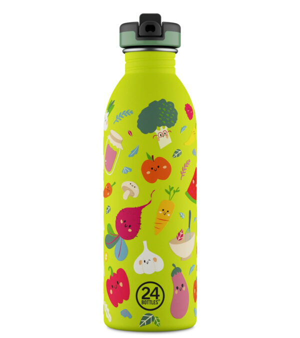 0,5l Trinkflasche Veggie Friends mit Strohhalm