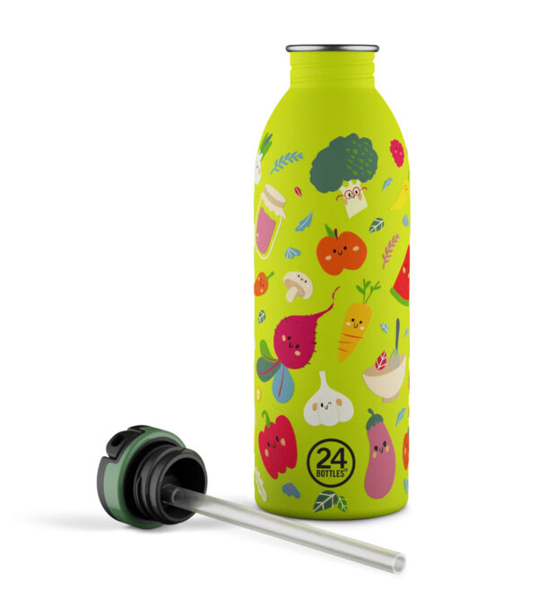 0,5l Trinkflasche Veggie Friends mit Strohhalm – Bild 2
