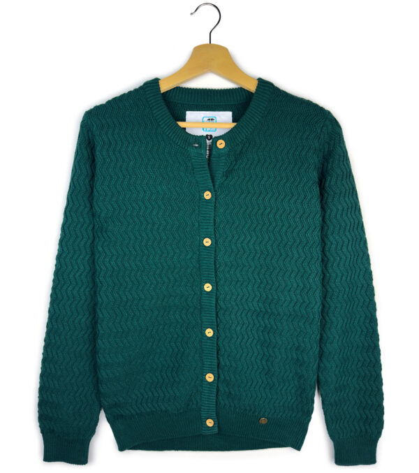 Cardigan Penny dark green with fine zig-zag pattern - Image 4