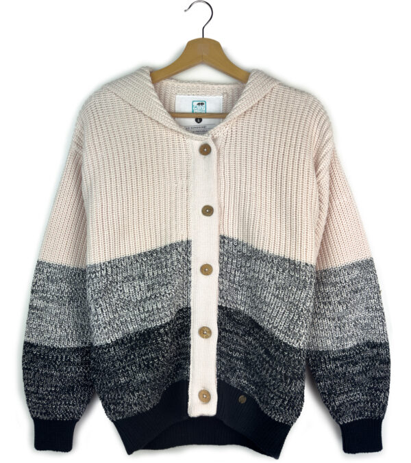 Oversize-Cardigan Winnie mit Kapuze ivory-schwarz