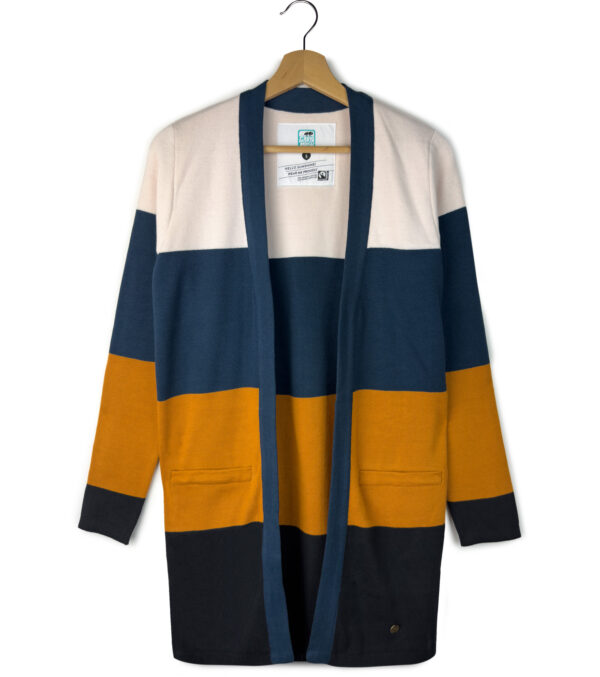 Fine Jacquard knit Long-Cardigan Alamo block stripes - Image 7