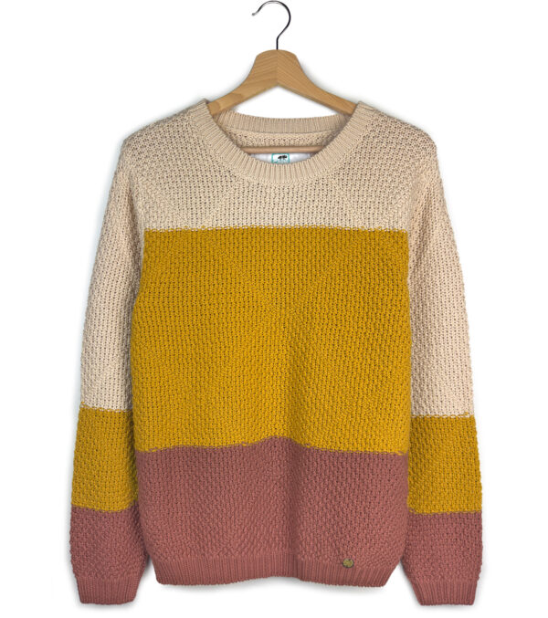 Strickpullover Lamona Blockstreifen senfgelb – Bild 6