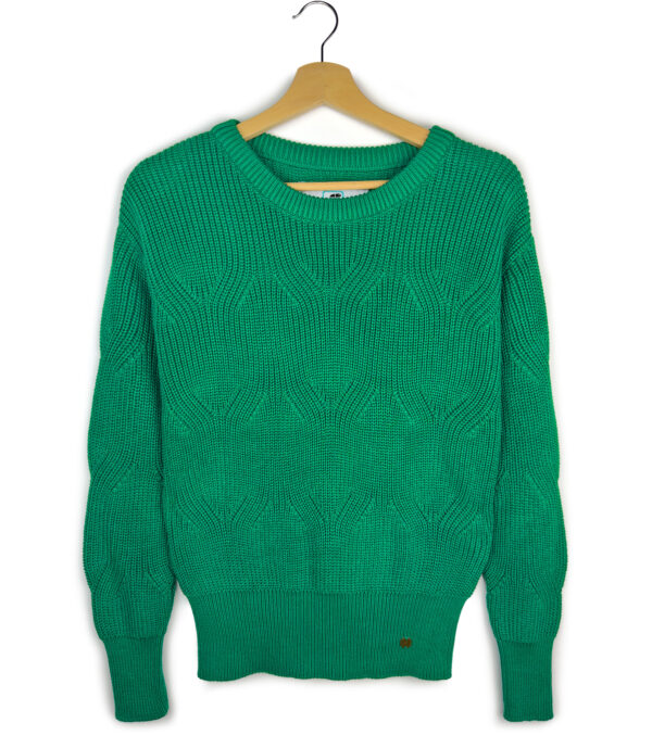 Kurzer Strickpulli May in kräftigem Grün – Bild 8