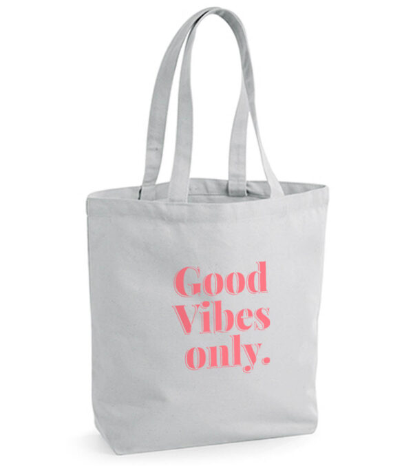 Cotton Bag with Bottom, Good Vibes light grey
