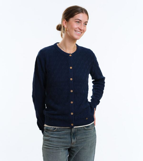 Cardigan Penny dark blue with fine Rhombes pattern