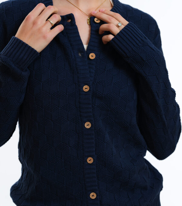 Cardigan Penny dark blue with fine Rhombes pattern - Image 2