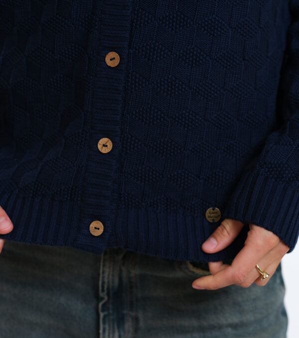 Cardigan Penny dark blue with fine Rhombes pattern - Image 5