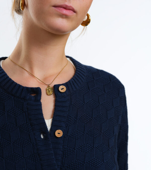 Cardigan Penny dark blue with fine Rhombes pattern - Image 3