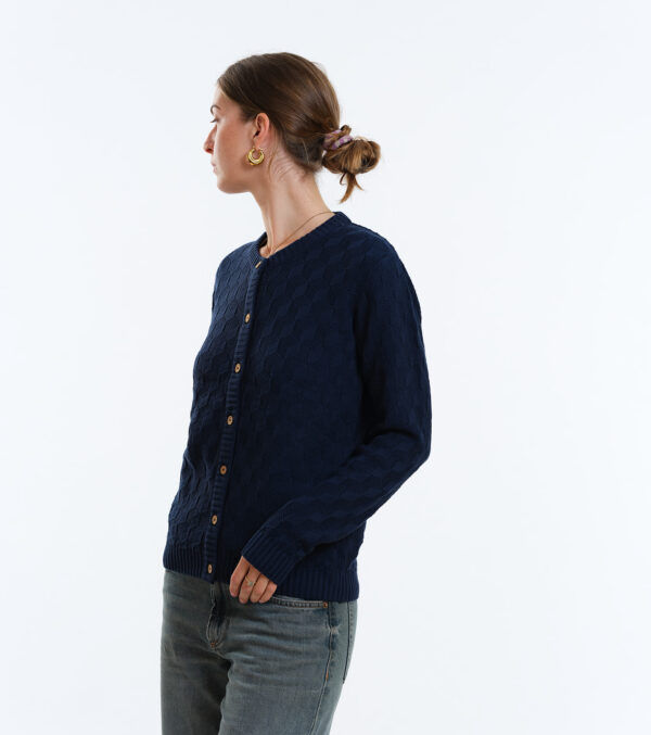Cardigan Penny dark blue with fine Rhombes pattern - Image 4