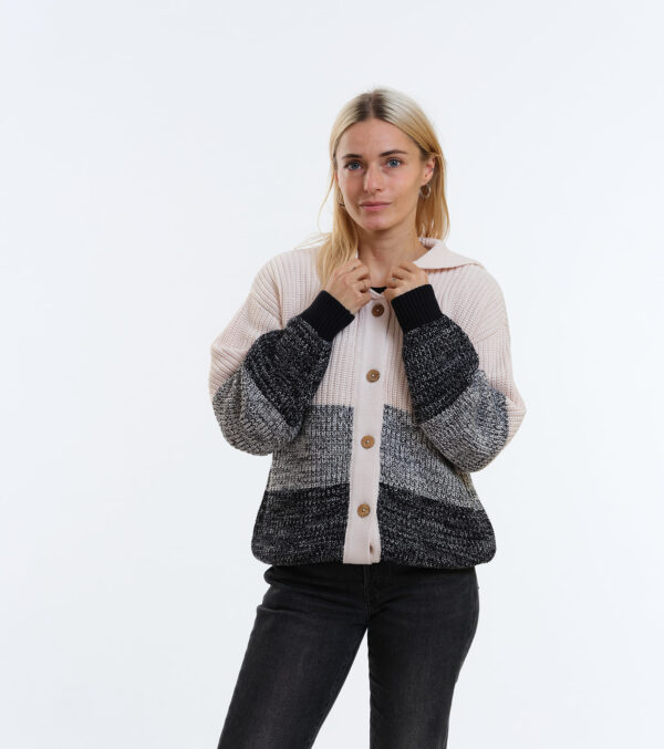 Oversize-Cardigan Winnie mit Kapuze ivory-schwarz – Bild 2