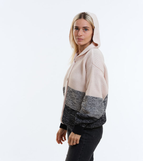 Oversize-Cardigan Winnie mit Kapuze ivory-schwarz – Bild 7
