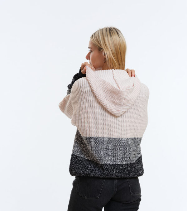 Oversize-Cardigan Winnie mit Kapuze ivory-schwarz – Bild 5