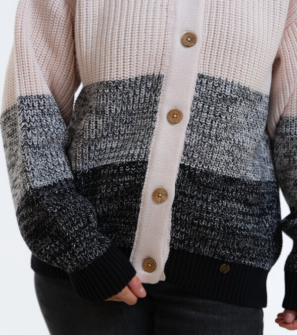 Oversize-Cardigan Winnie mit Kapuze ivory-schwarz – Bild 3