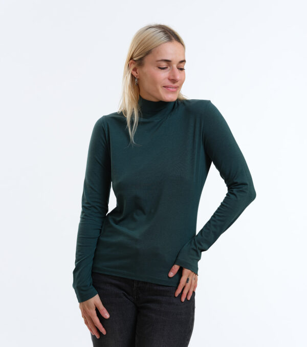 Long Sleeve Shirt Susan dark green with collar - Image 3