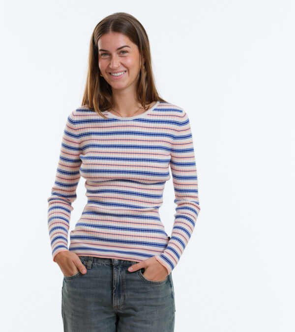 Gestricktes Rib Longsleeve Yuma Streifen apricot – Bild 7