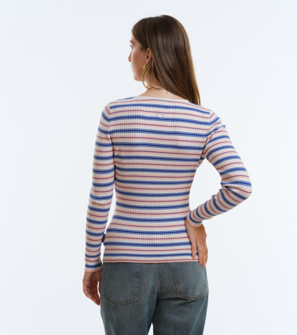 Gestricktes Rib Longsleeve Yuma Streifen apricot – Bild 8