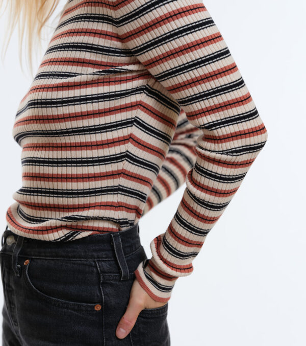 Gestricktes Rib Longsleeve Yuma Streifen chutney – Bild 3