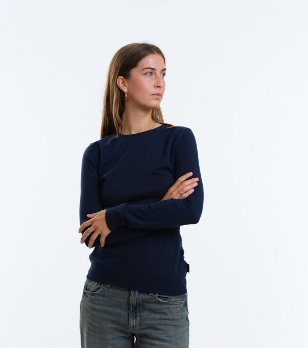 Gestricktes Slim Fit Longsleeve Yuma dunkelblau