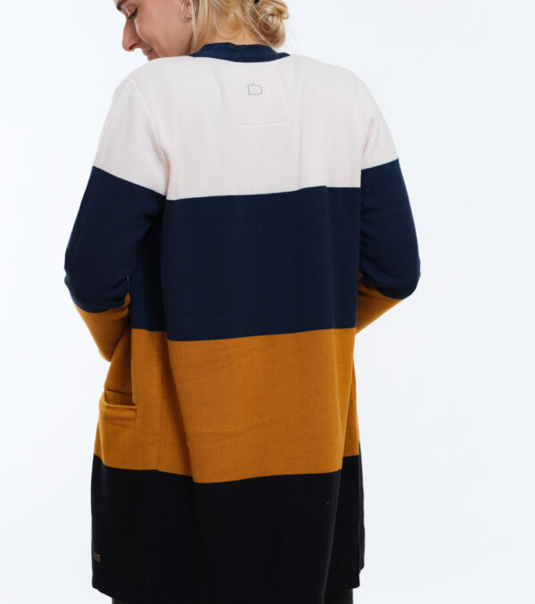 Fine Jacquard knit Long-Cardigan Alamo block stripes - Image 4