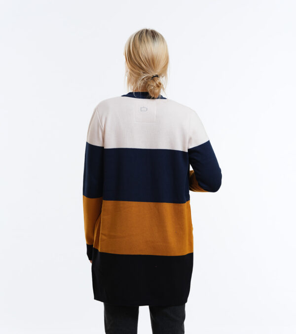 Fine Jacquard knit Long-Cardigan Alamo block stripes - Image 6