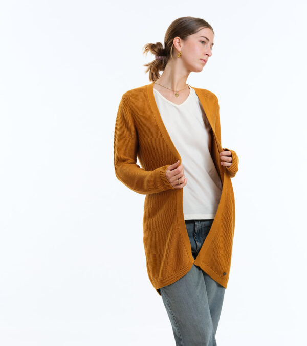 Long-Cardigan Alamo mustard yellow