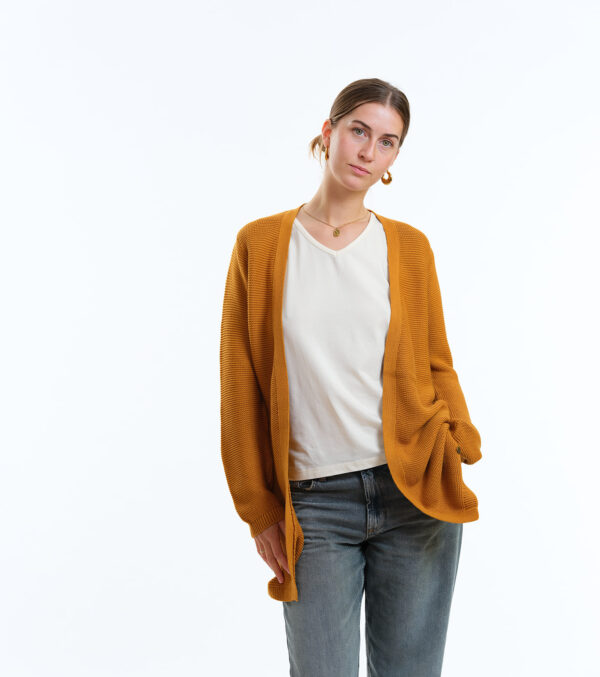 Long-Cardigan Alamo mustard yellow - Image 2
