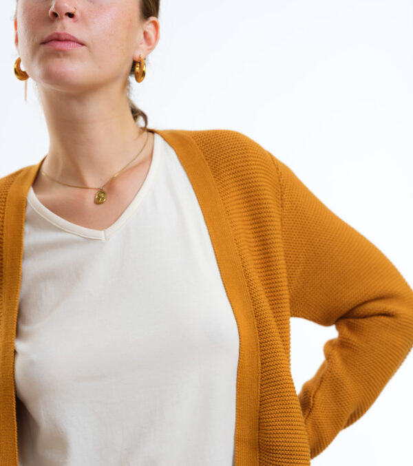 Long-Cardigan Alamo mustard yellow - Image 3