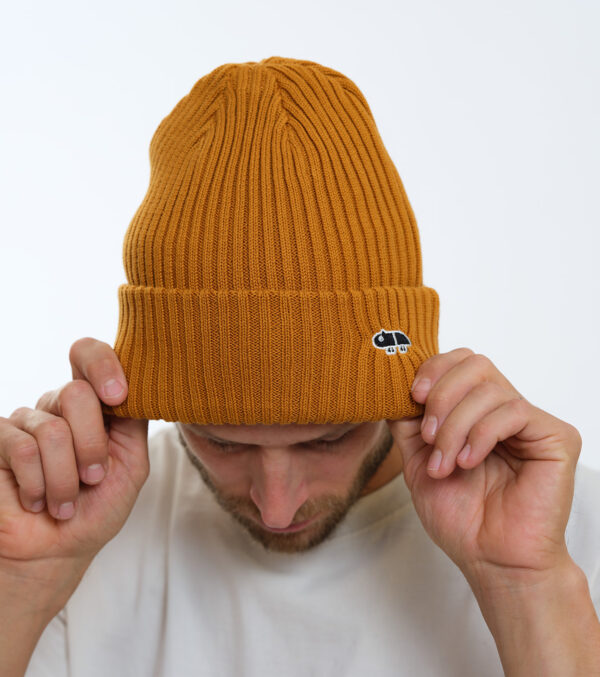 Chunky rib knit Hat Roland mustard yellow - Image 4