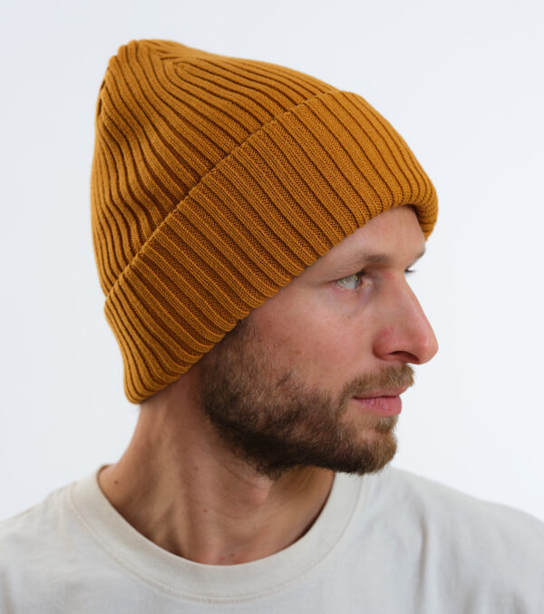 Chunky rib knit Hat Roland mustard yellow - Image 3