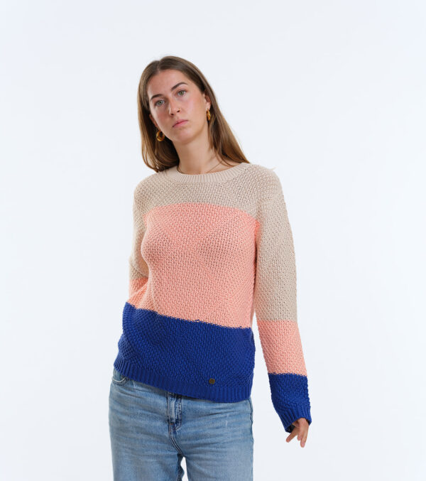 Strickpullover Lamona Blockstreifen apricot – Bild 2
